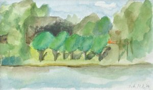 Am Wasser, 1974, Aquarell 25 x 15 cm